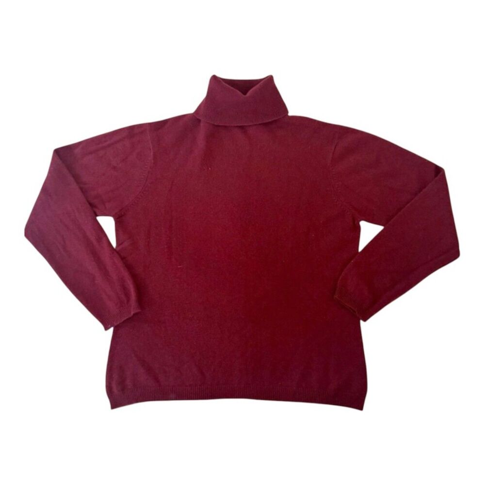 Lord & Taylor Two Ply 100% Cashmere Turtleneck Women's M Burgundy Vintage